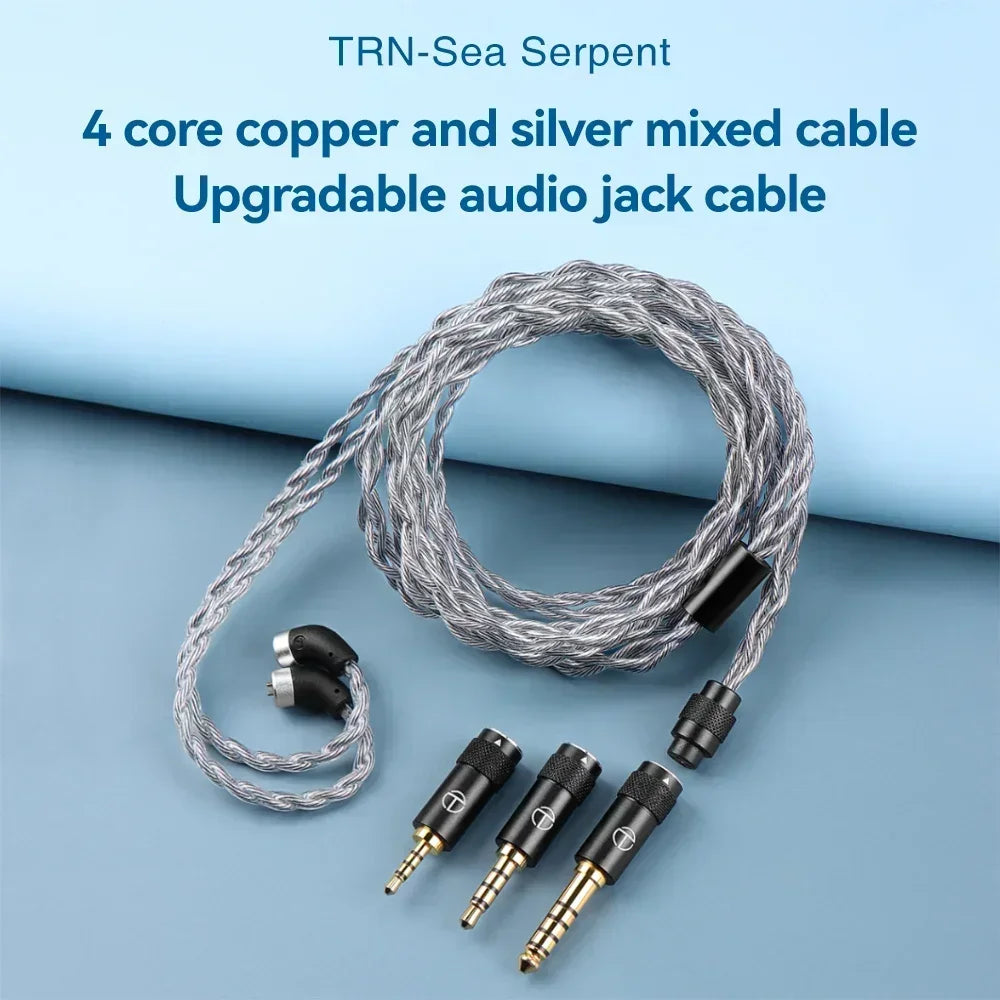 TRN Sea Serpent 3in1 HIFI Headphone Upgrade Cable 4 Core Copper Silver Mixed Upgradable mouse airpods 2.5+3.5+4.4mm Plug